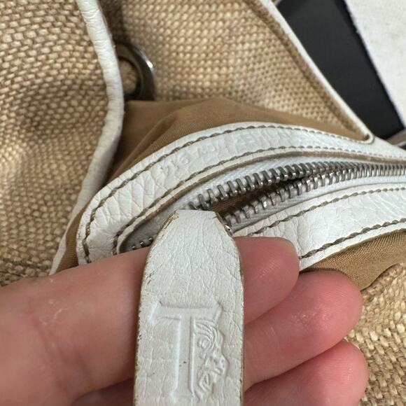 Tod's Straw‎ Woven Tote Bag with Dustbag Beige White Rope Handles Large Size - Picture 3 of 11